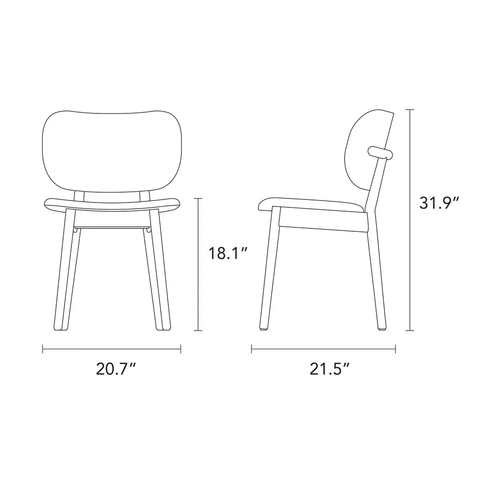 Olivia Dining Chair Seafoam Velvet Solid American Oak