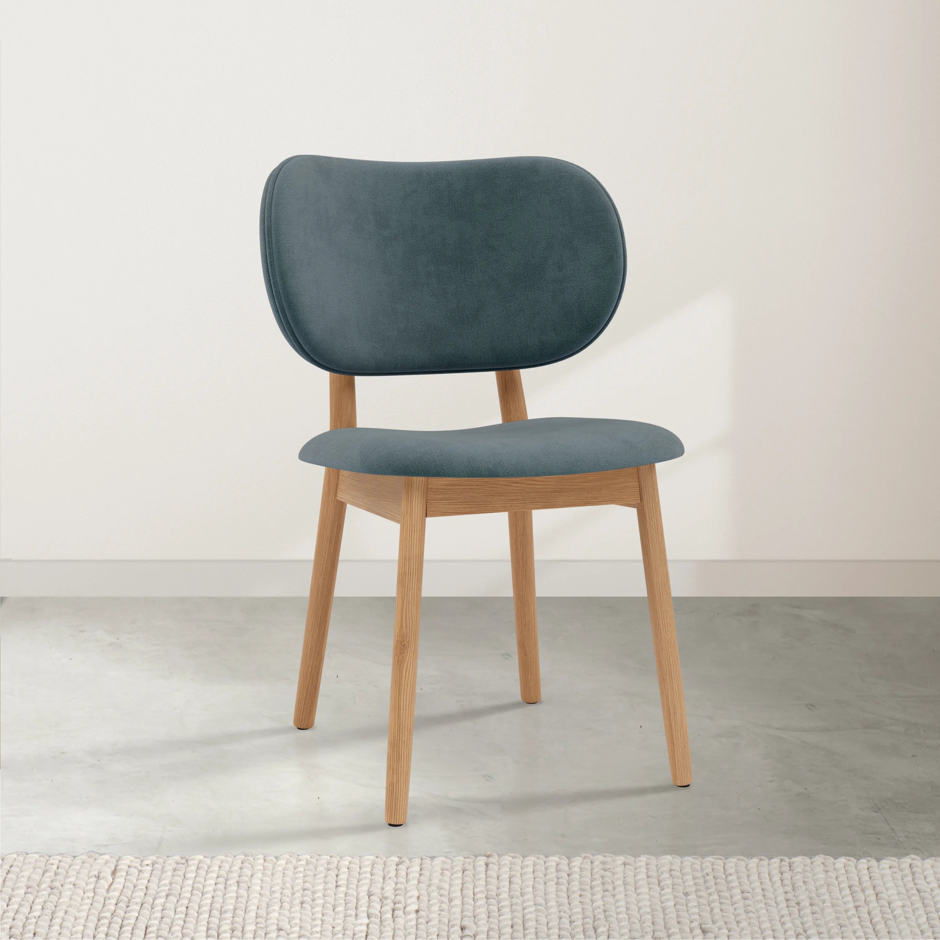 Olivia Dining Chair Seafoam Velvet Solid American Oak