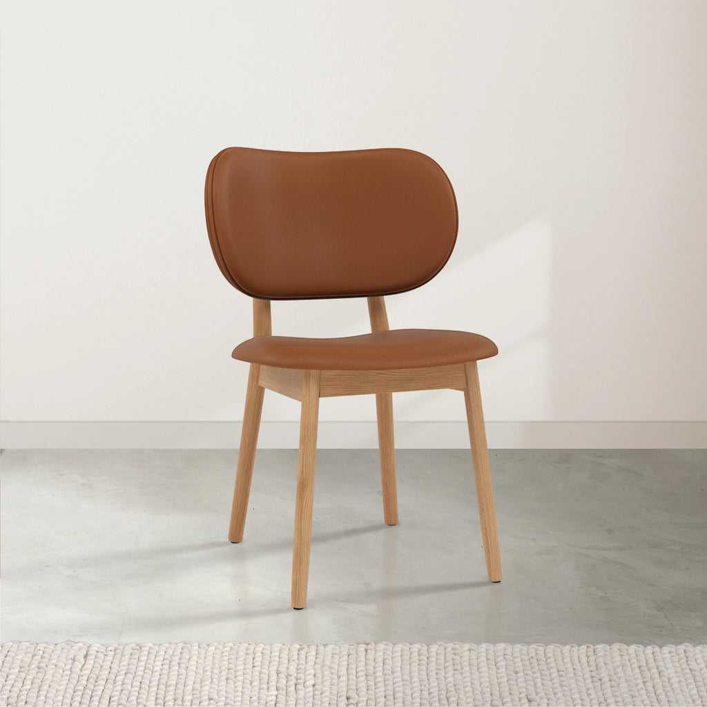 Olivia Dining Chair Tan Leather Solid American Oak