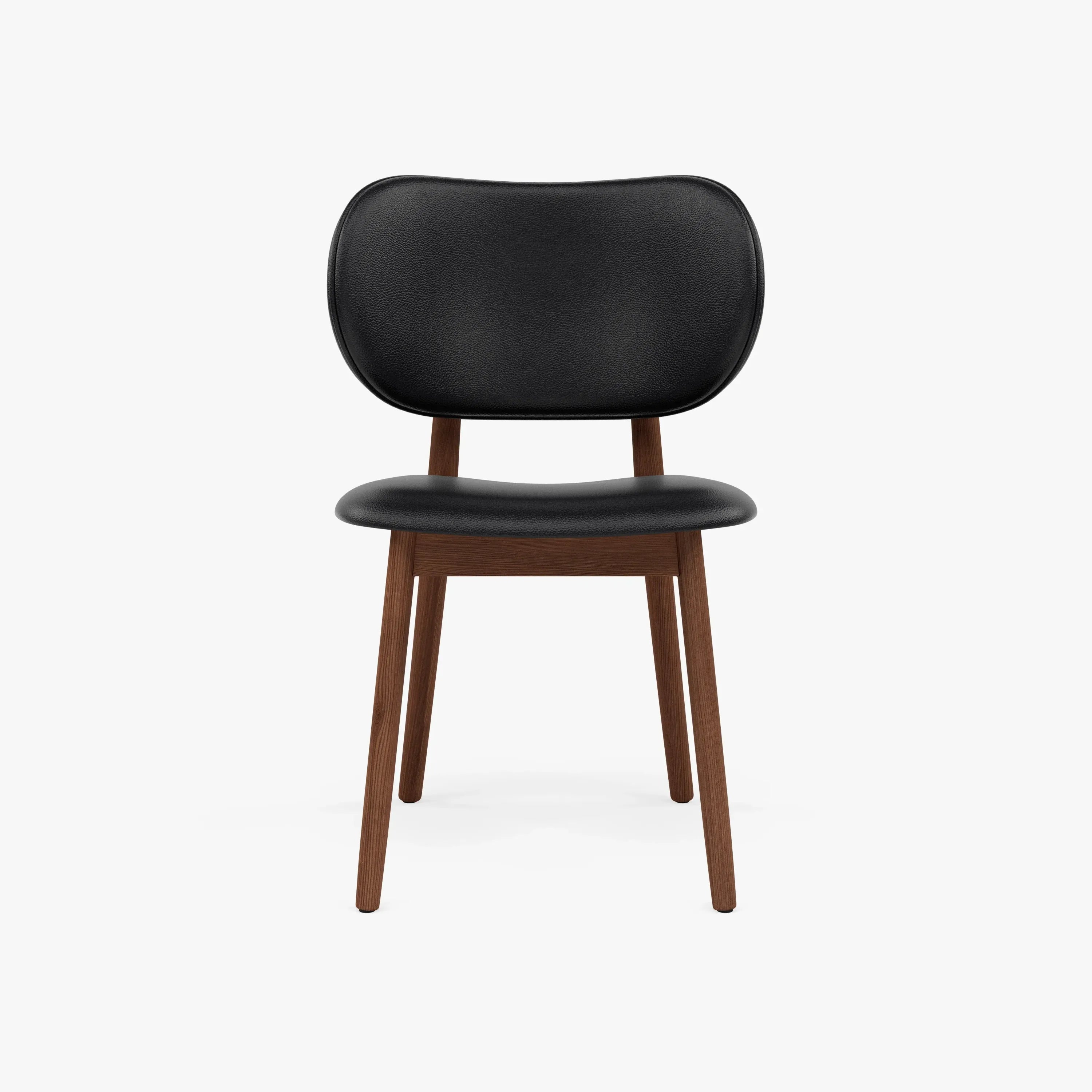 Olivia Dining Chair Black Leather Solid American Walnut