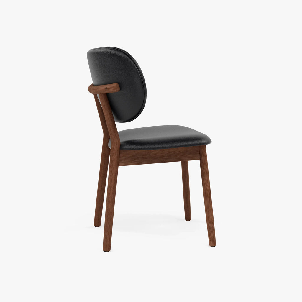 Olivia Dining Chair Black Leather Solid American Walnut