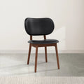 Olivia Dining Chair Black Leather Solid American Walnut