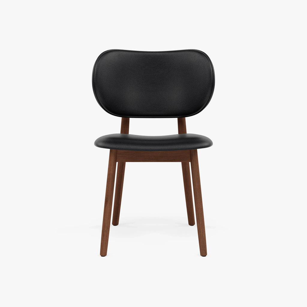 Olivia Dining Chair Black Leather Solid American Walnut