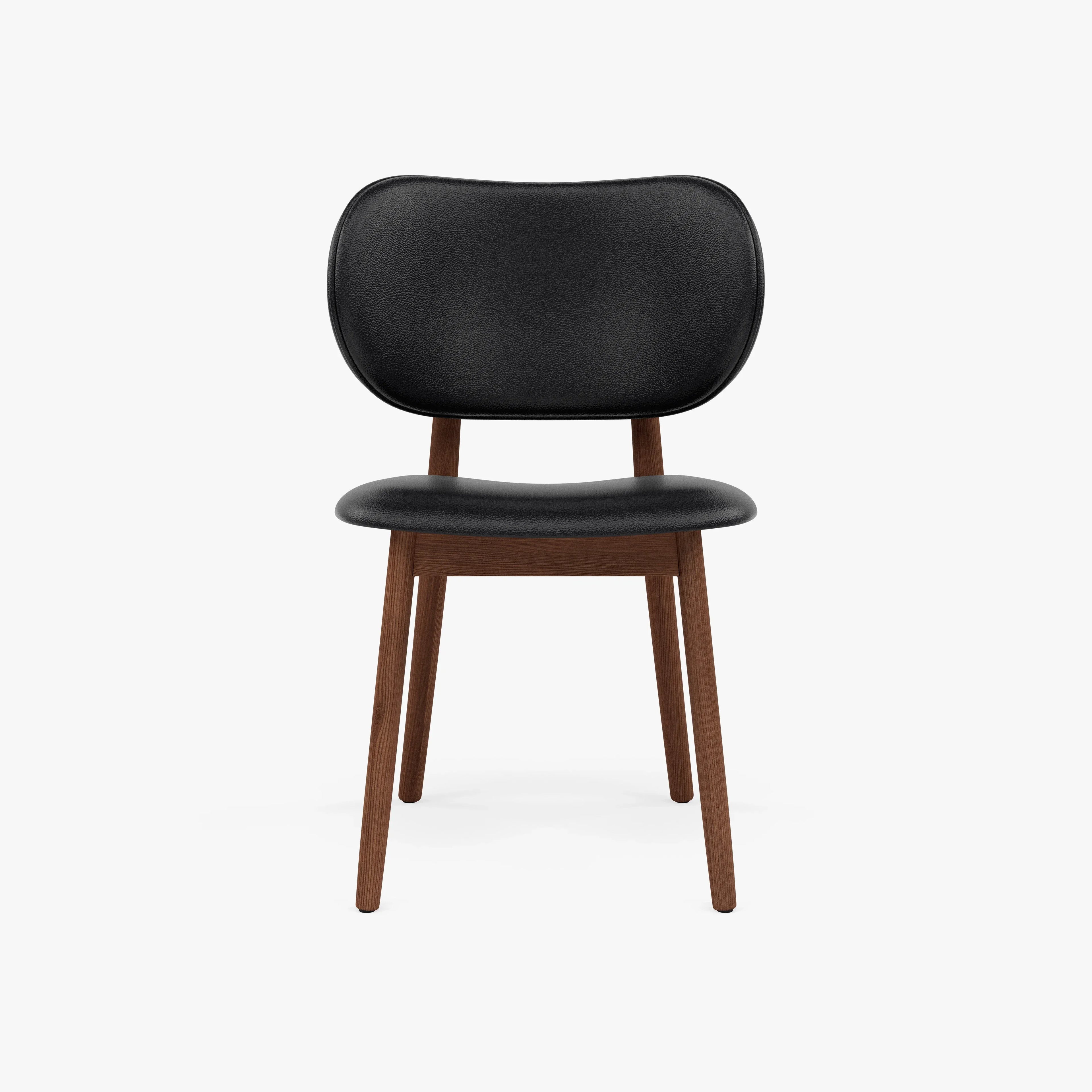 Olivia Dining Chair Black Leather Solid American Walnut
