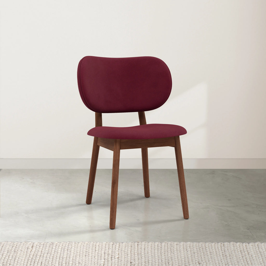 Olivia Dining Chair Claret Velvet Solid American Walnut