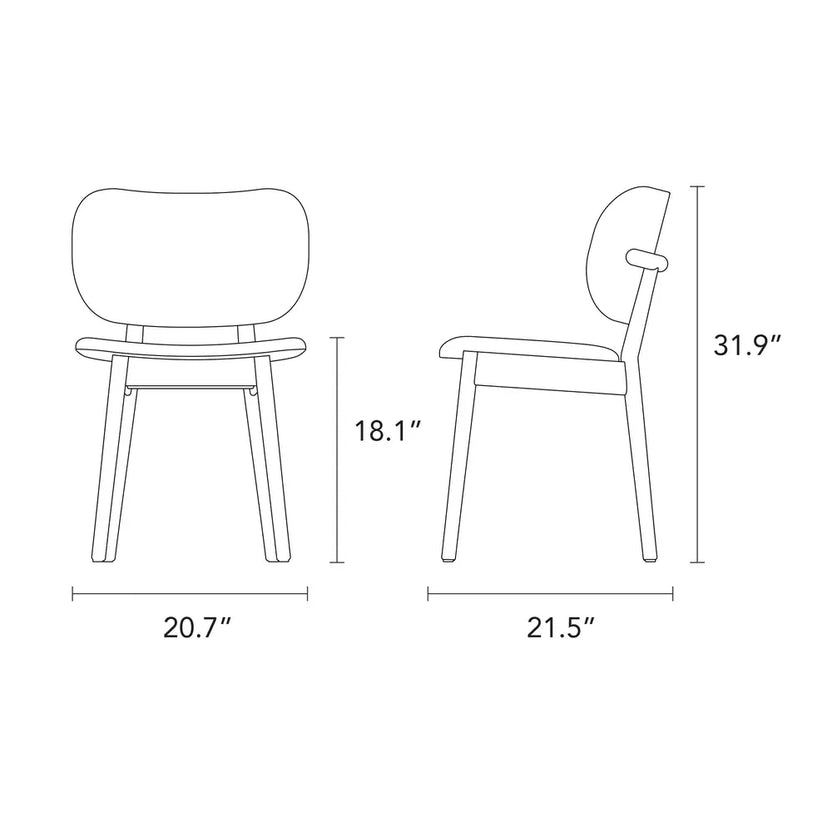 Olivia Dining Chair Cream Leather Solid American Walnut