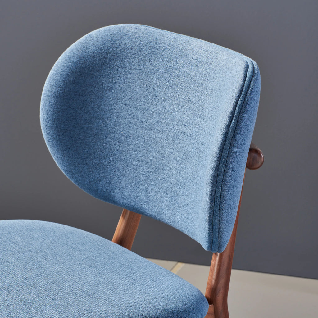 Olivia Dining Chair Denim Blue Fabric Solid American Walnut