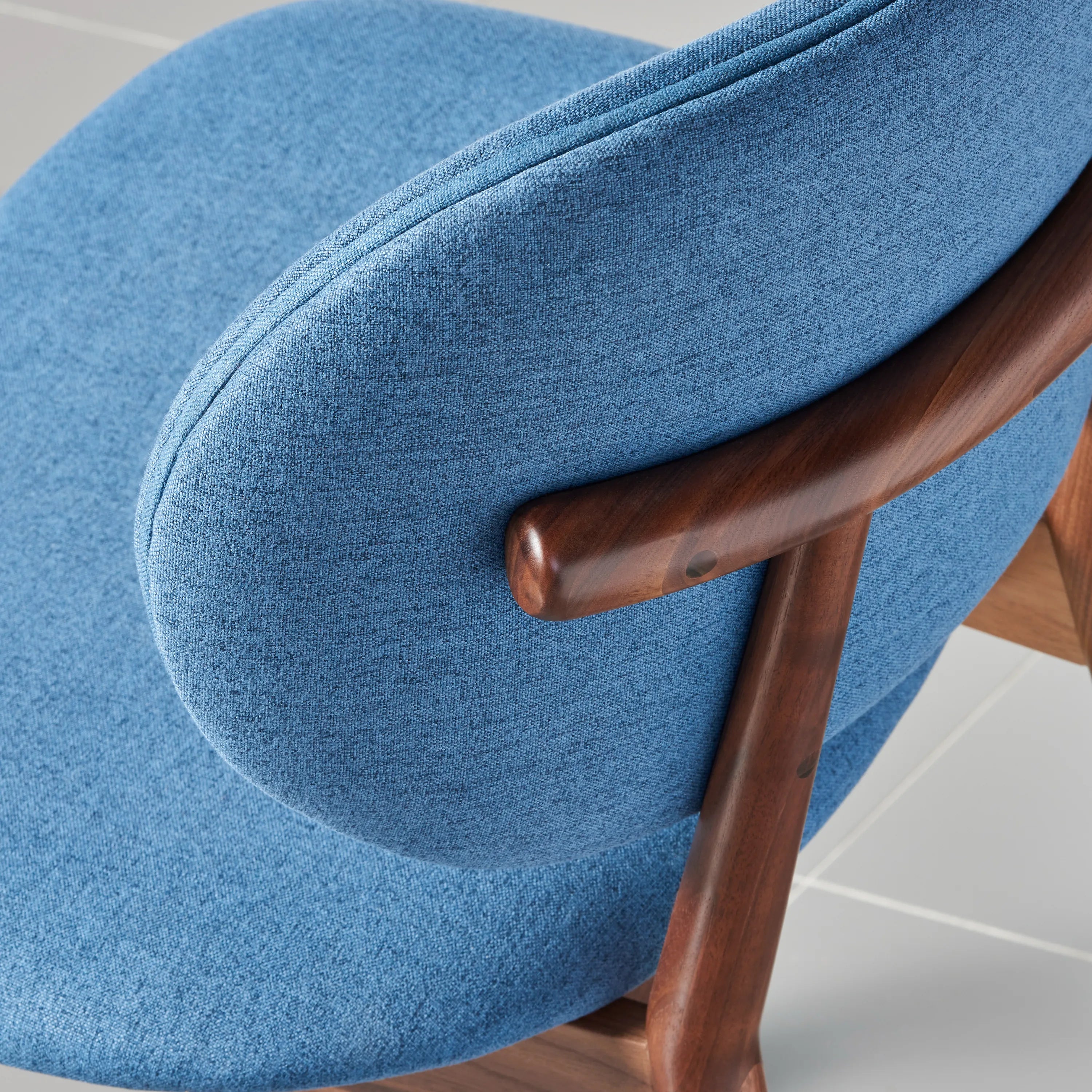 Olivia Dining Chair Denim Blue Fabric Solid American Walnut