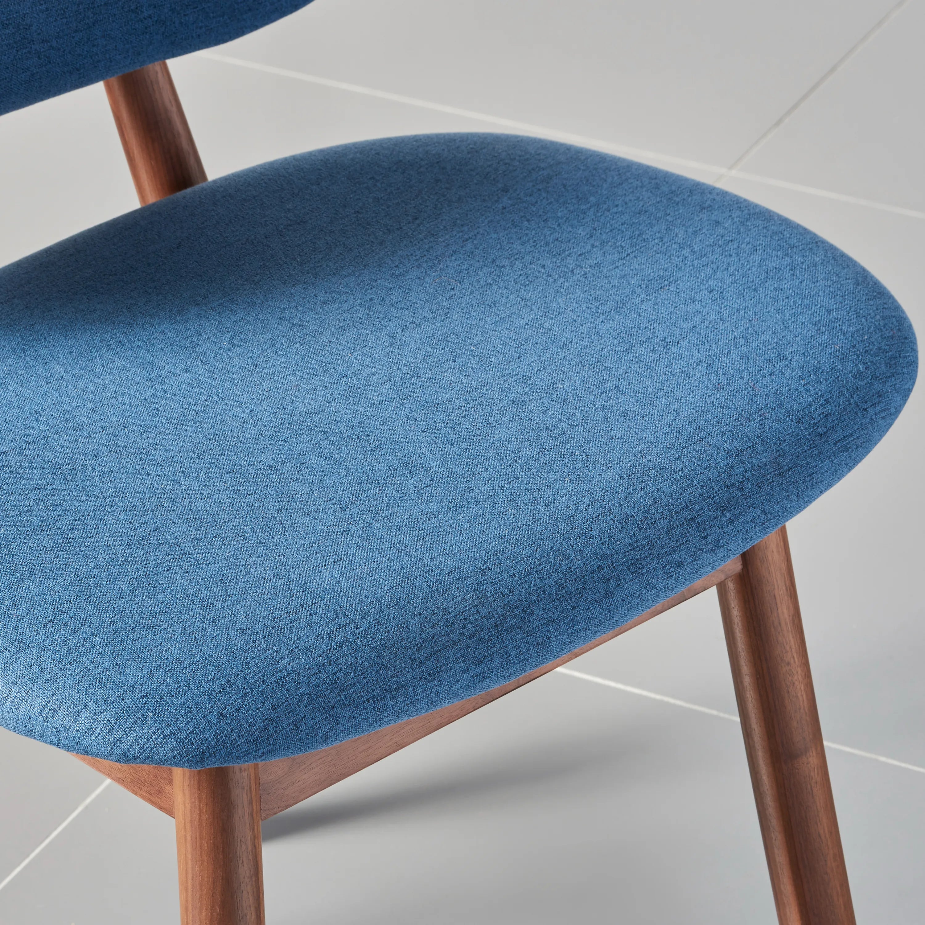 Olivia Dining Chair Denim Blue Fabric Solid American Walnut