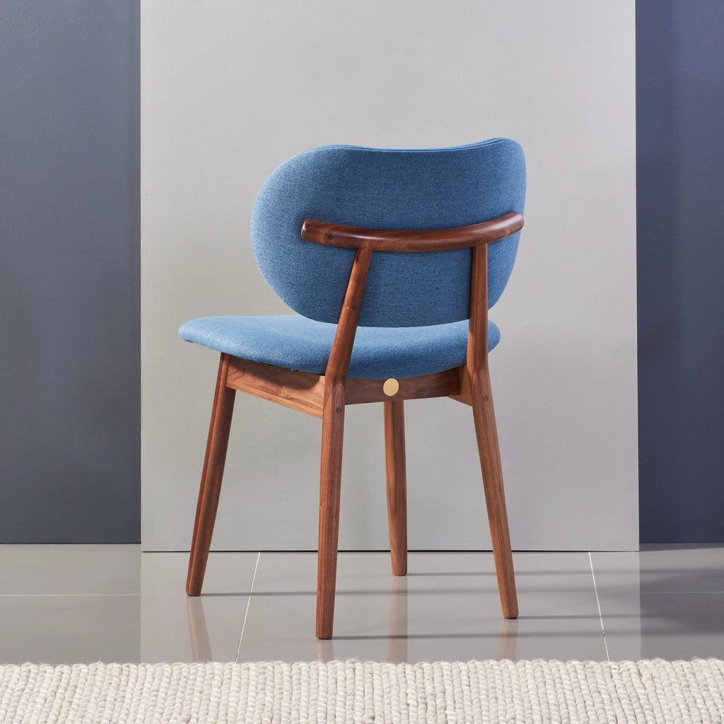 Olivia Dining Chair Denim Blue Fabric Solid American Walnut