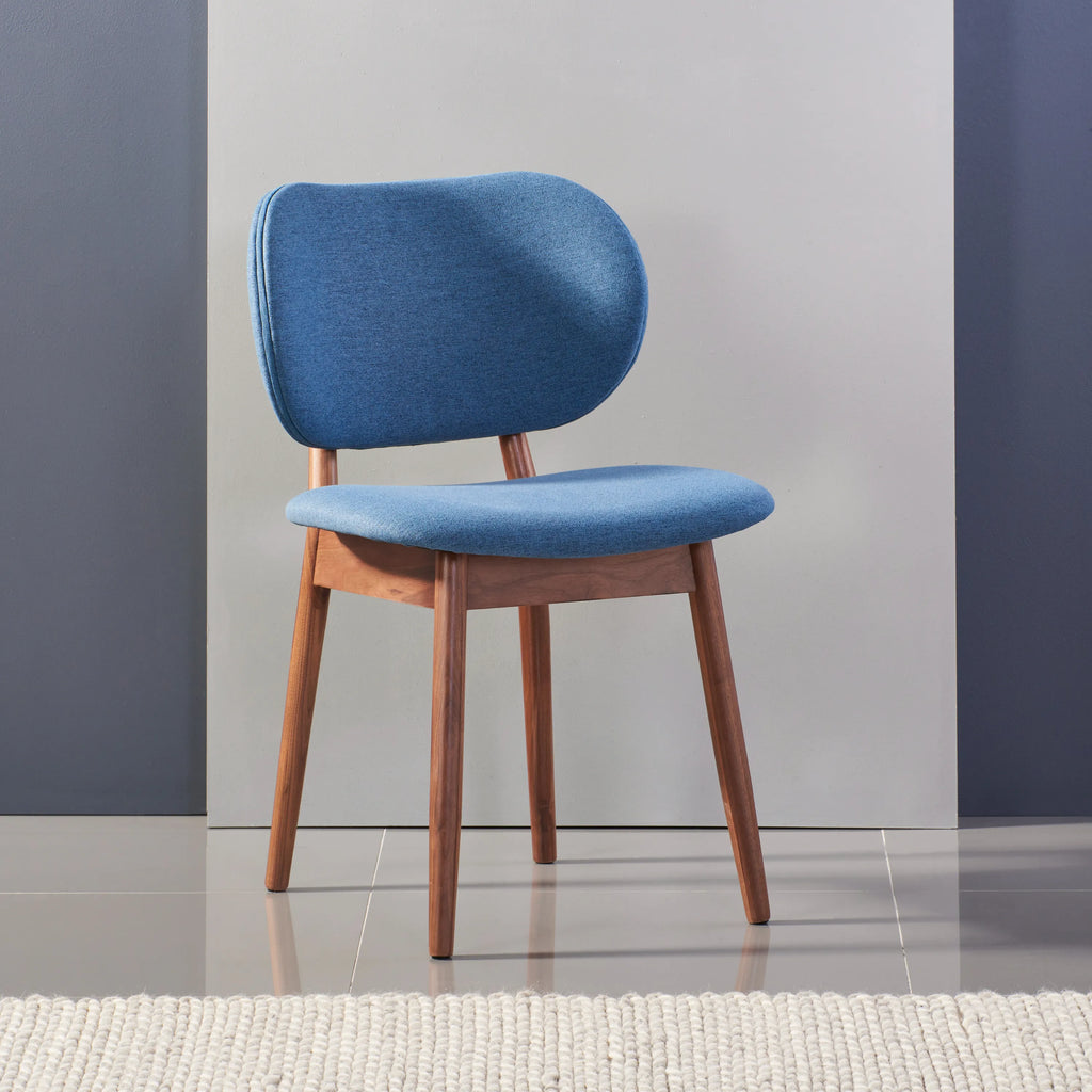 Olivia Dining Chair Denim Blue Fabric Solid American Walnut
