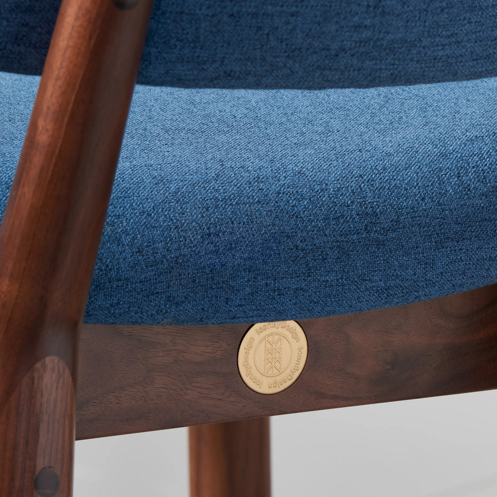 Olivia Dining Chair Denim Blue Fabric Solid American Walnut