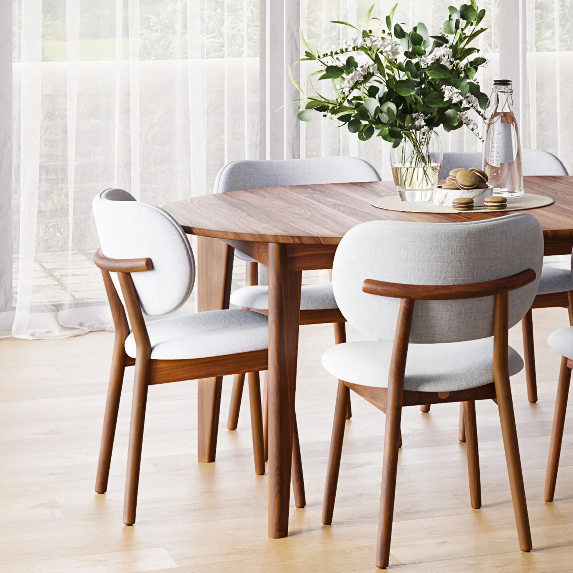 Olivia Dining Chair Dove Gray Fabric Solid American Walnut