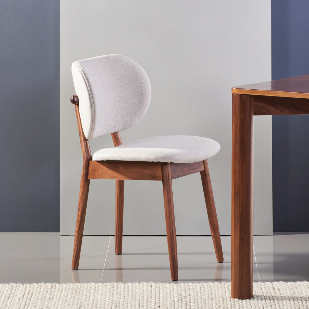 Olivia Dining Chair Dove Gray Fabric Solid American Walnut