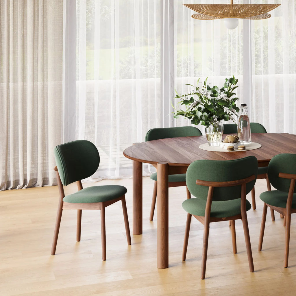 Olivia Dining Chair Forest Green Fabric Solid American Walnut
