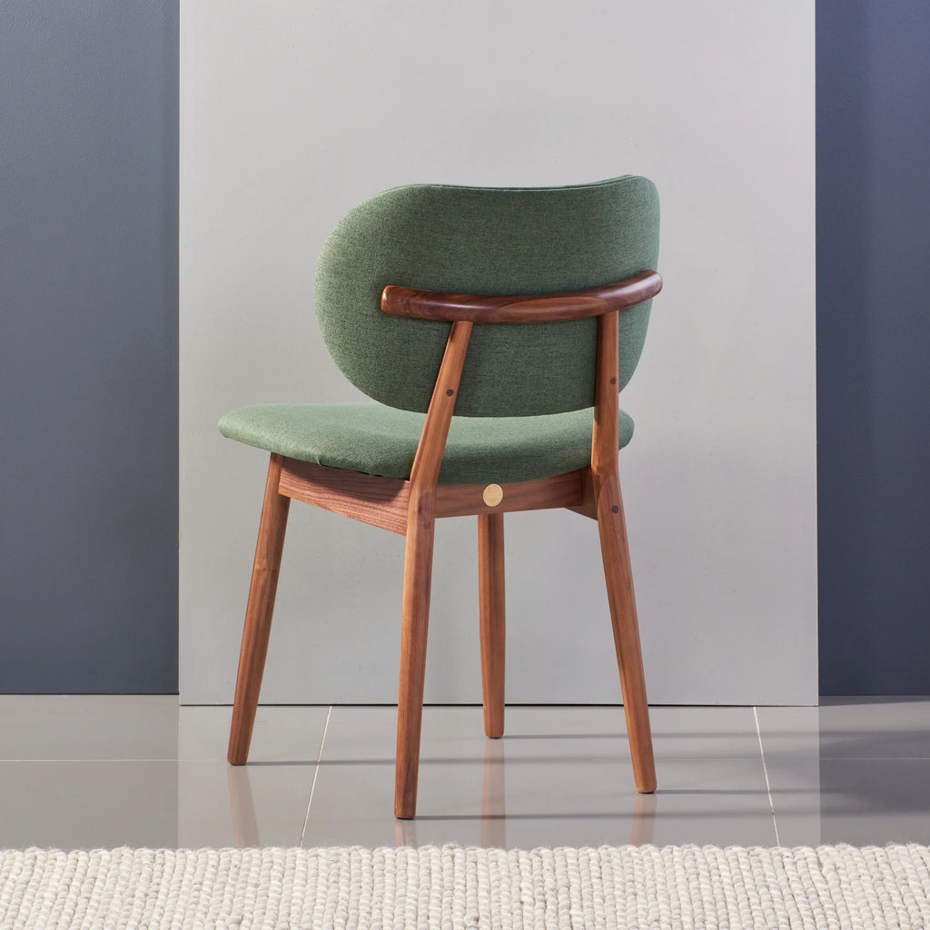 Olivia Dining Chair Forest Green Fabric Solid American Walnut