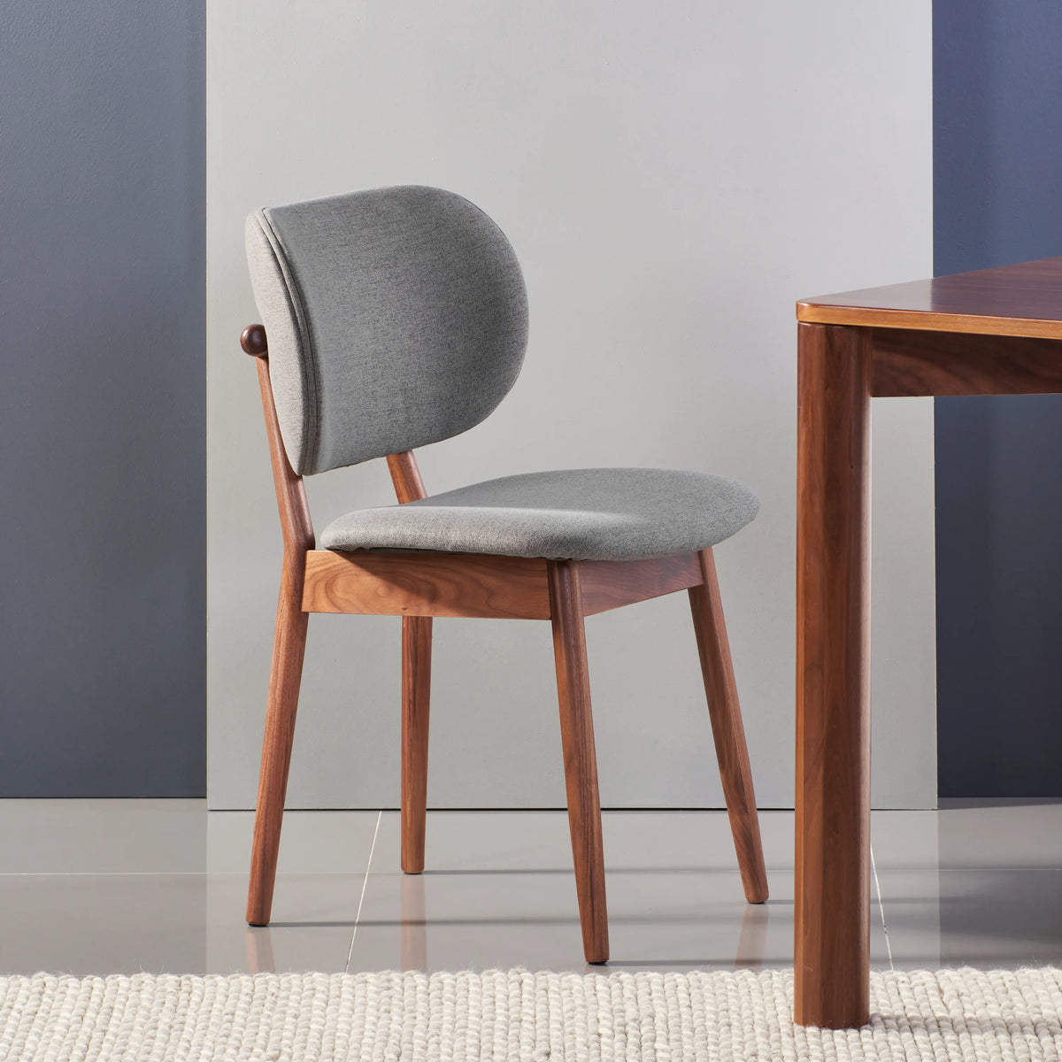 Olivia Dining Chair Graphite Gray Fabric Solid American Walnut