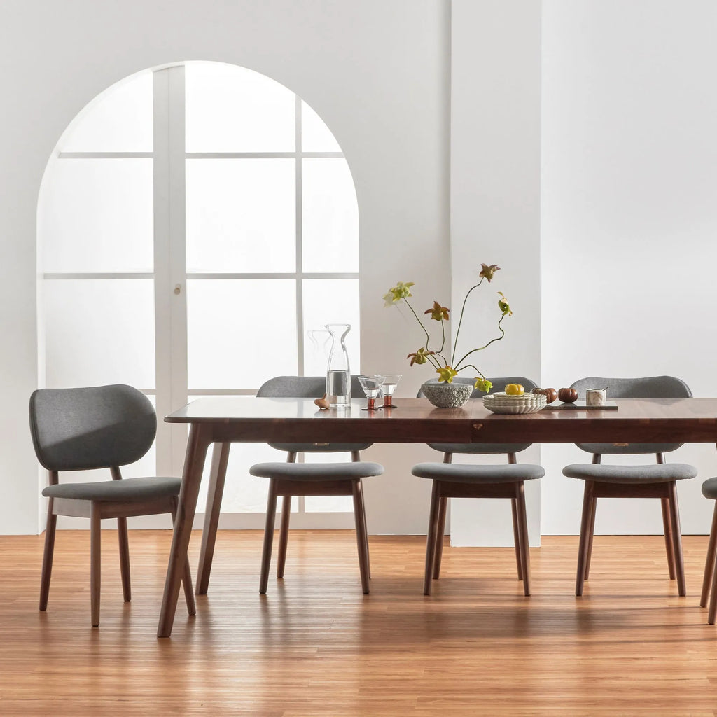 Olivia Dining Chair Graphite Gray Fabric Solid American Walnut