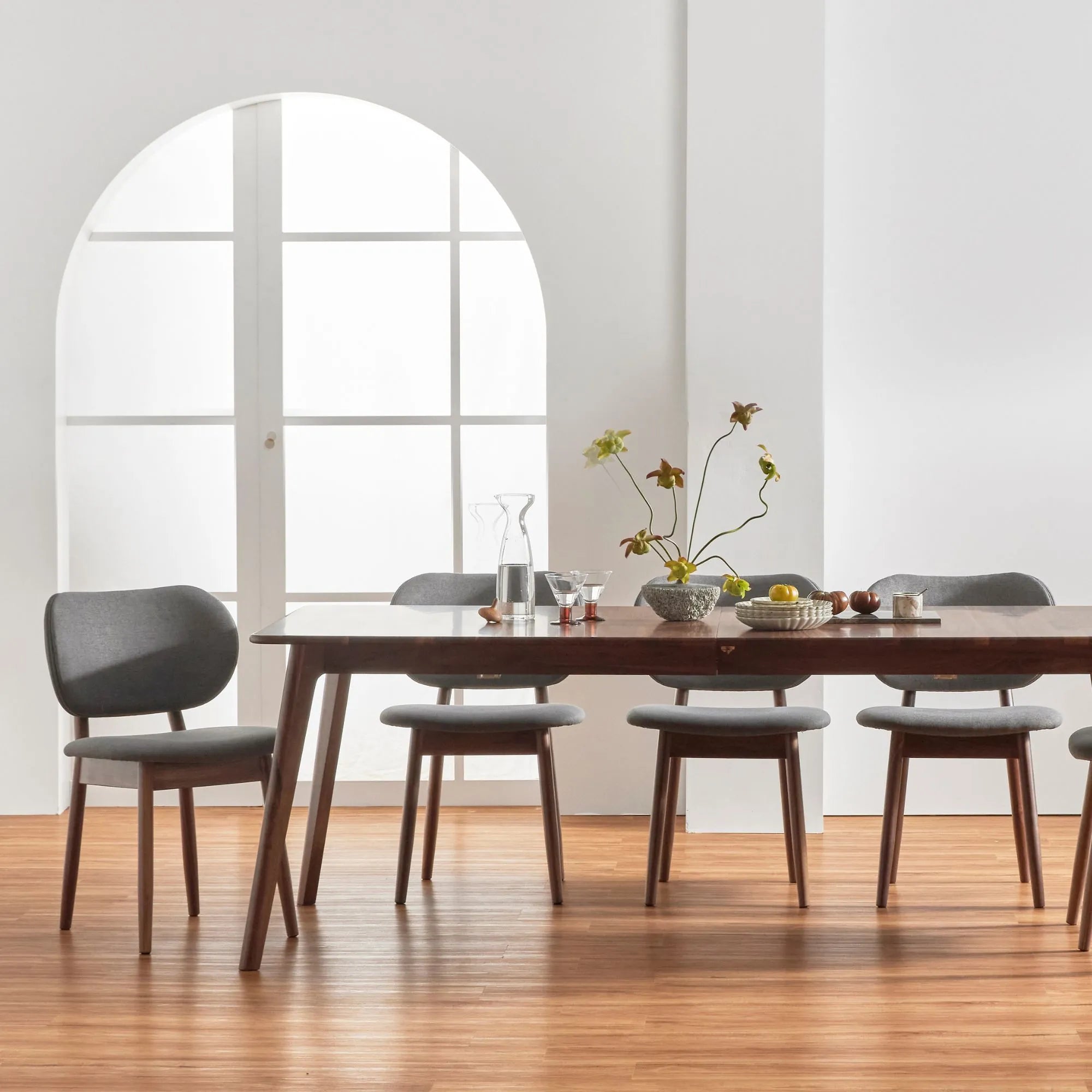 Olivia Dining Chair Graphite Gray Fabric Solid American Walnut