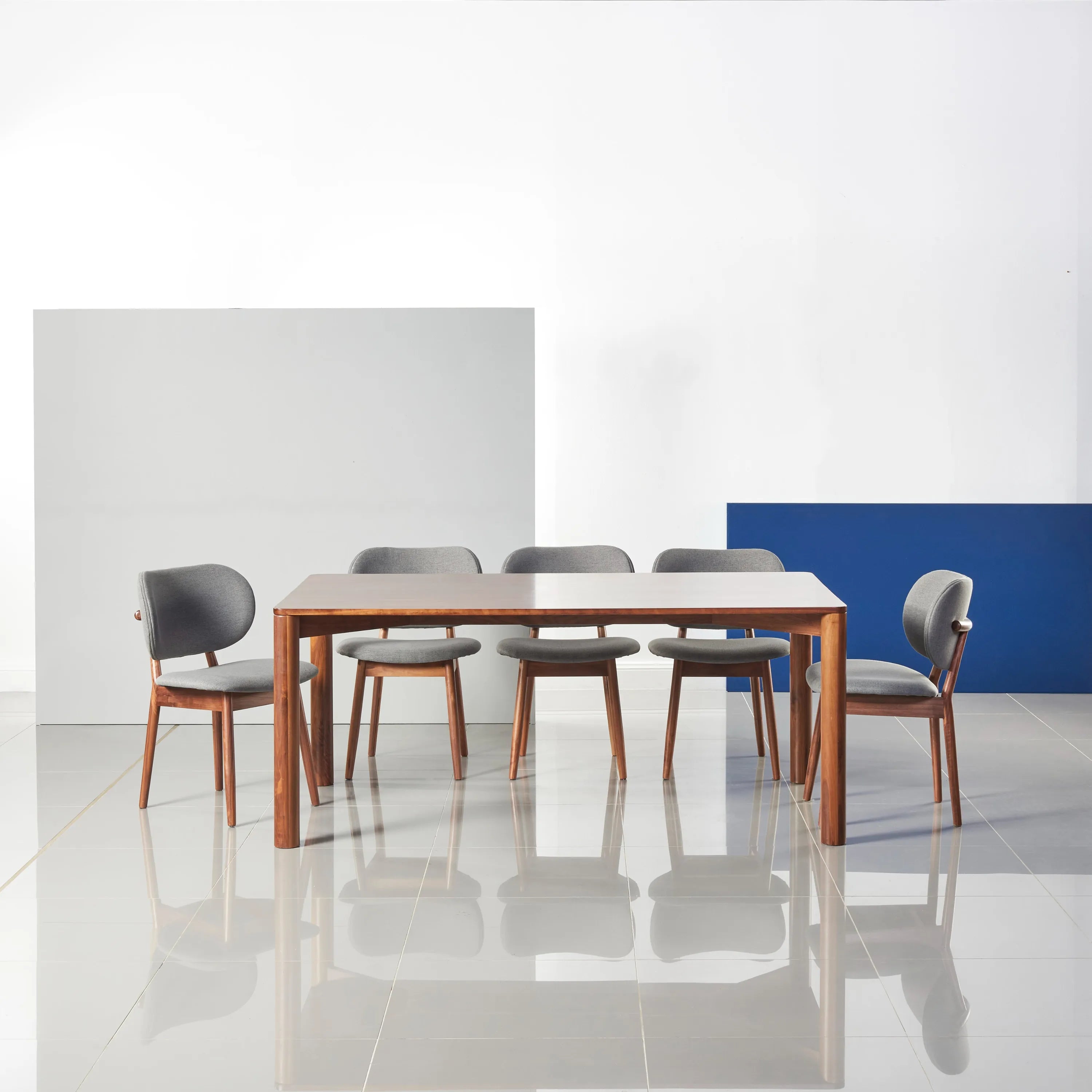 Olivia Dining Chair Graphite Gray Fabric Solid American Walnut