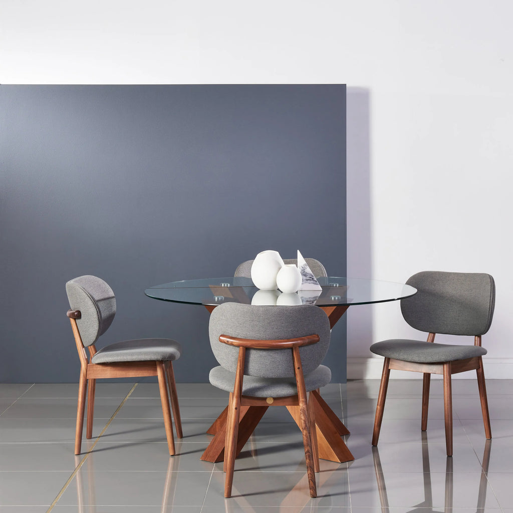 Olivia Dining Chair Graphite Gray Fabric Solid American Walnut