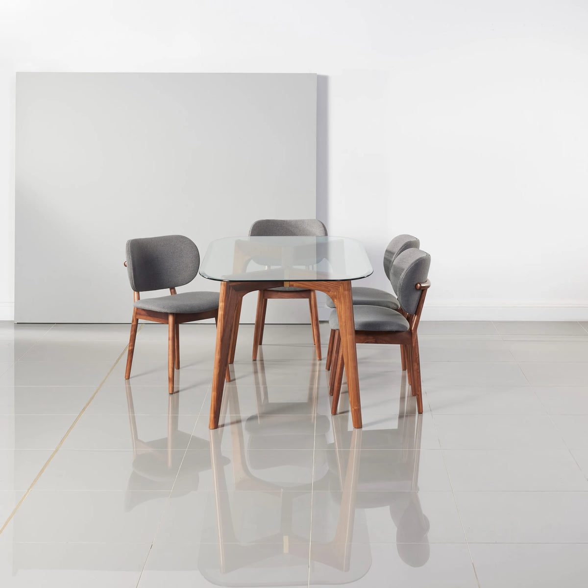 Olivia Dining Chair Graphite Gray Fabric Solid American Walnut