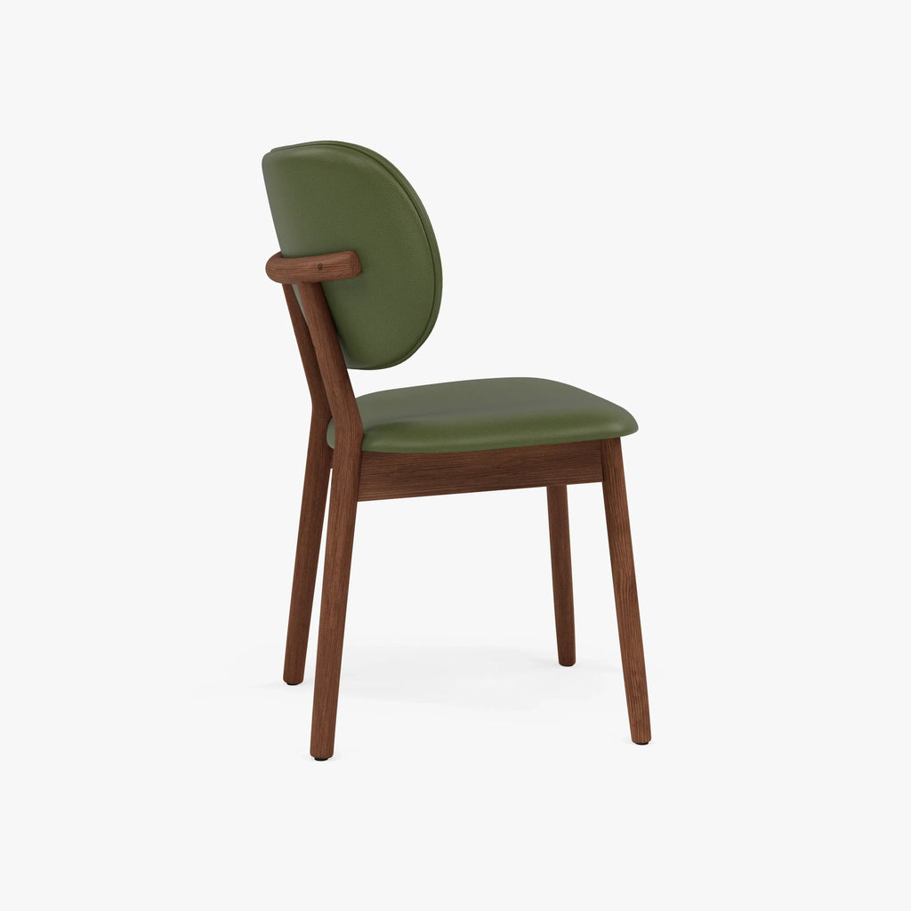 Olivia Dining Chair Green Leather Solid American Walnut