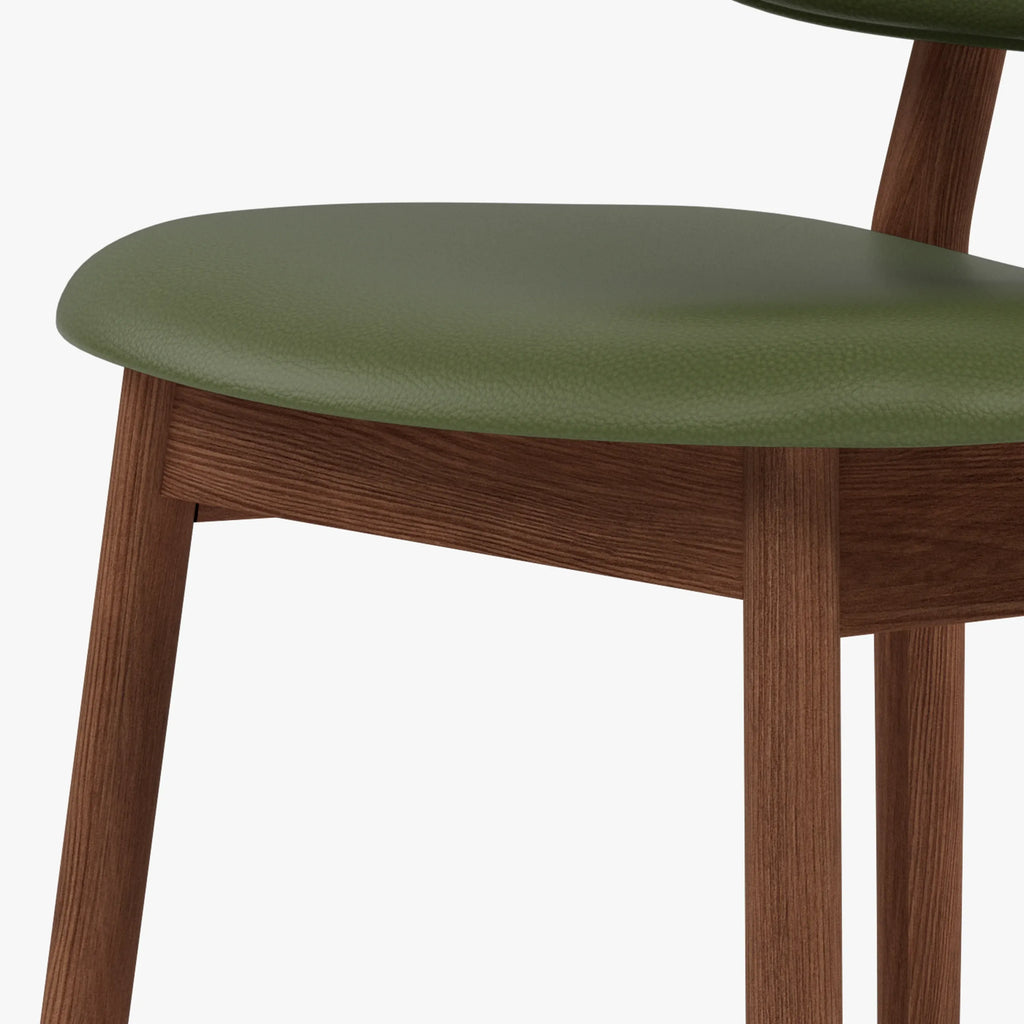 Olivia Dining Chair Green Leather Solid American Walnut