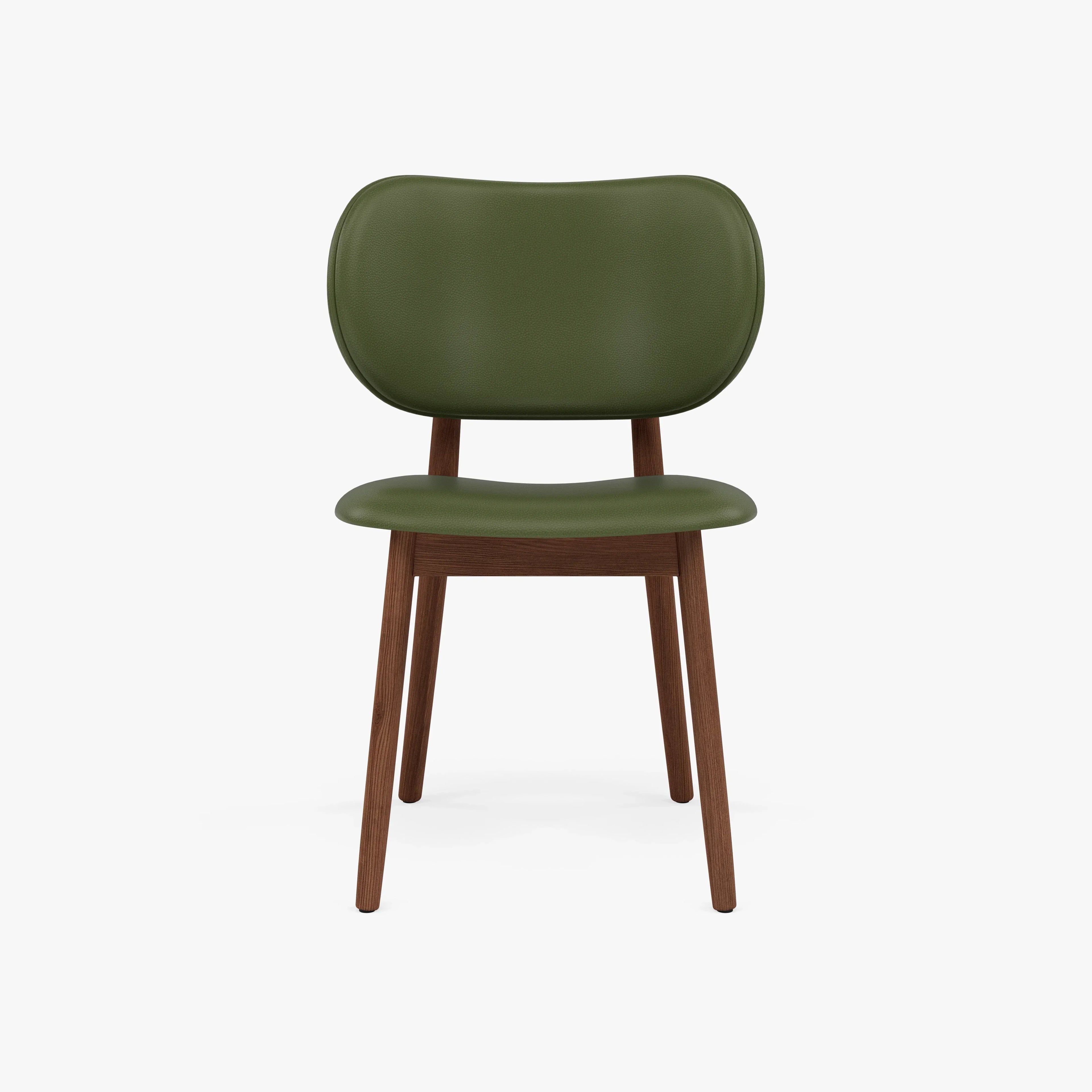 Olivia Dining Chair Green Leather Solid American Walnut