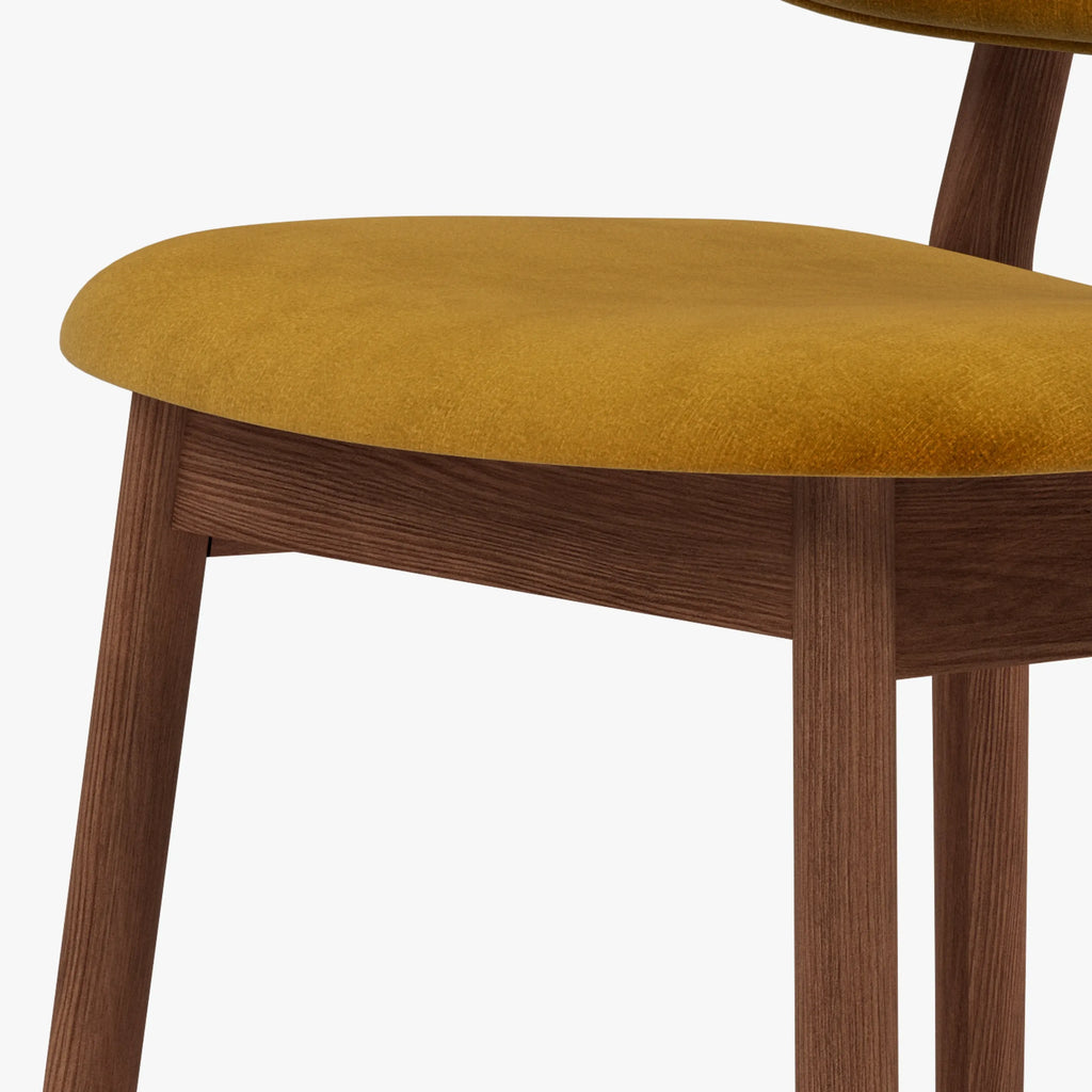 Olivia Dining Chair Mustard Velvet Solid American Walnut