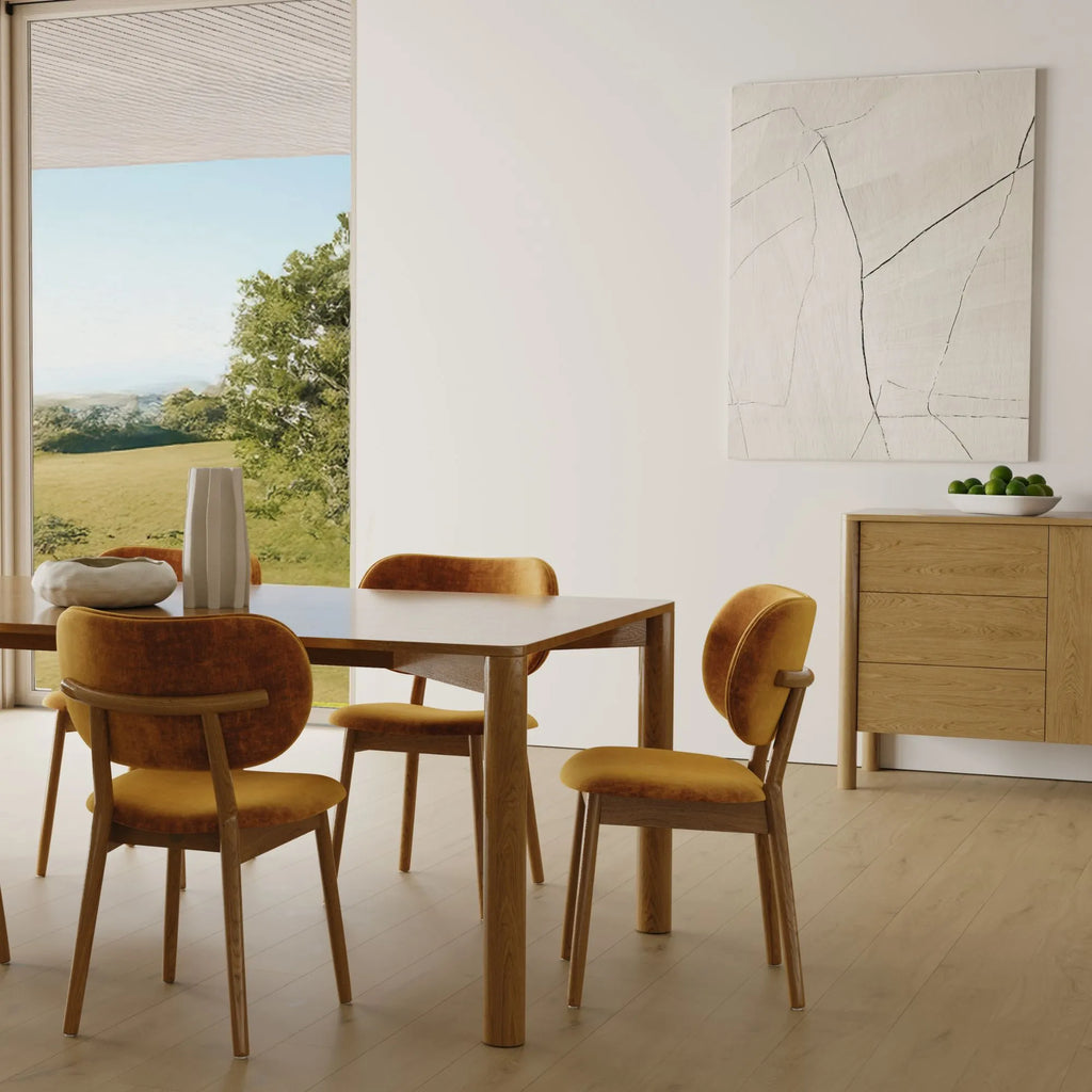 Olivia Dining Chair Mustard Velvet Solid American Walnut