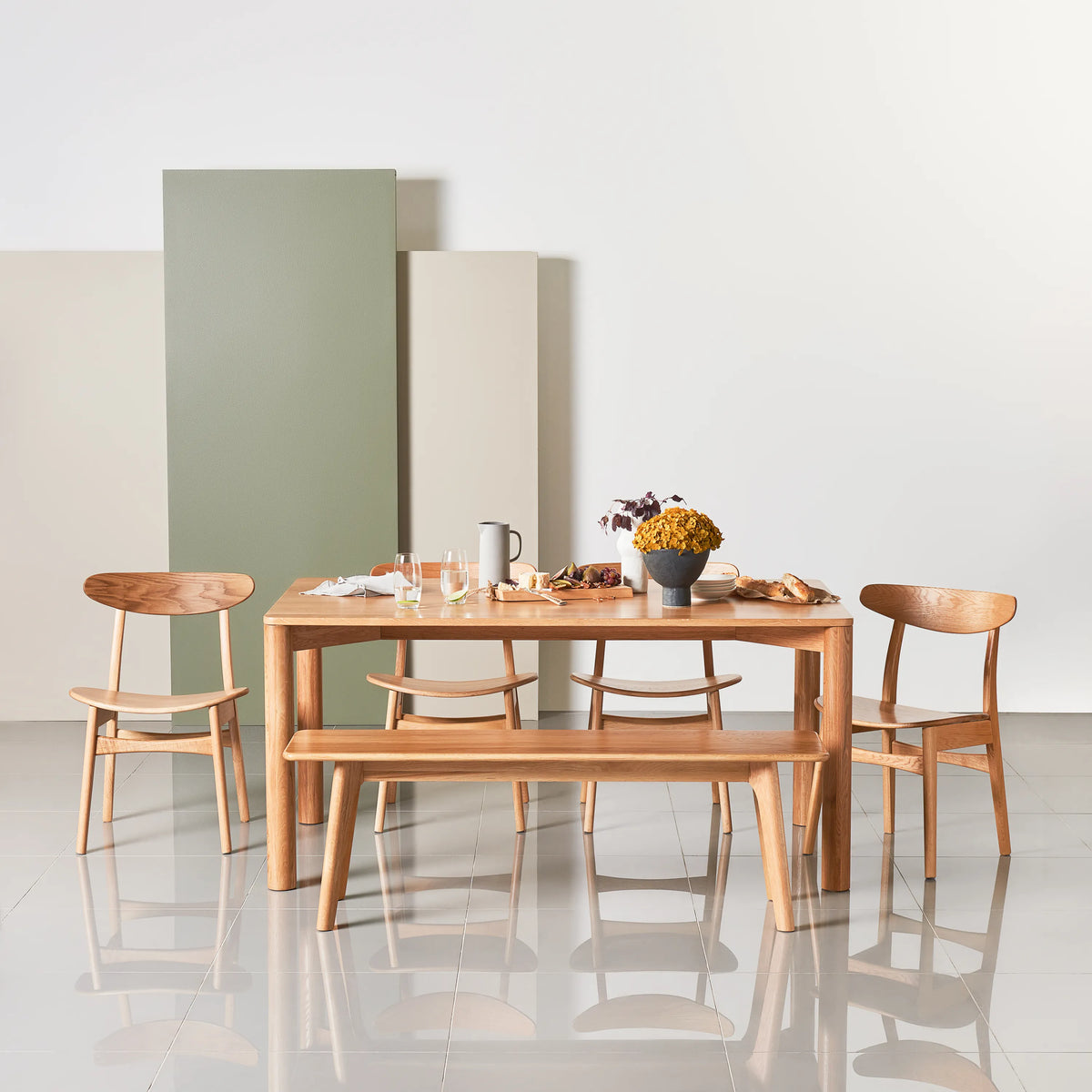 Olivia Dining Table 63" x 35" Solid American Oak