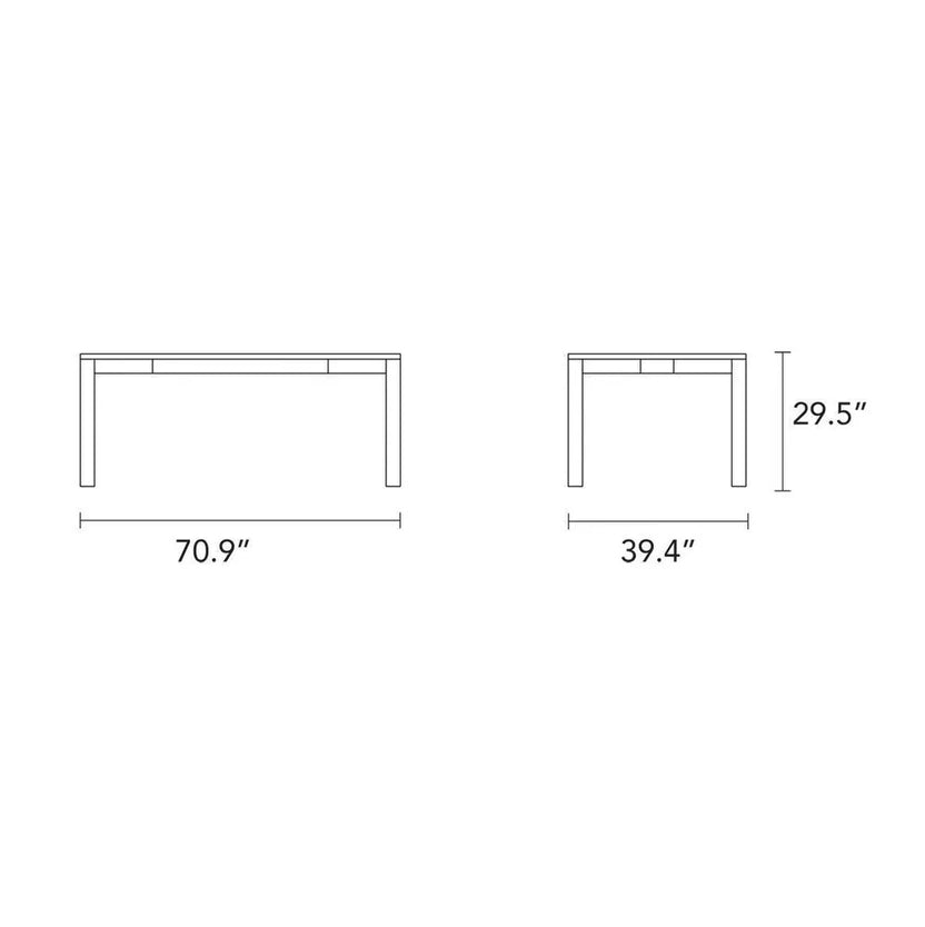 Olivia Dining Table 71" x 39" Solid American Walnut