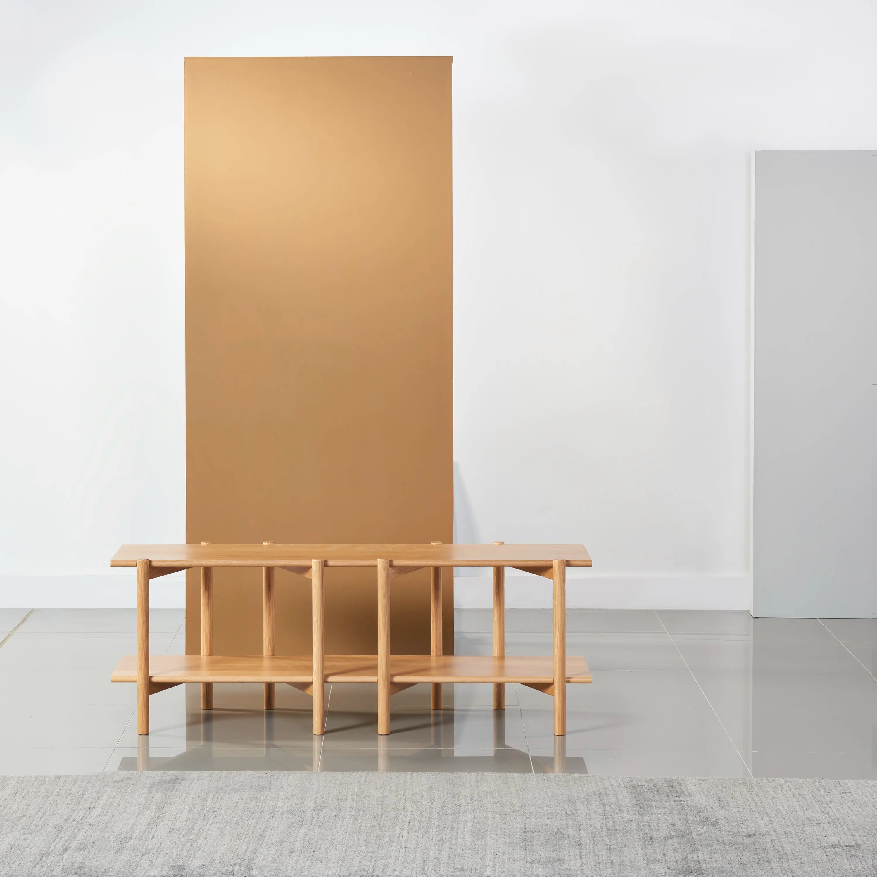 Olivia Modular Shelf Double 57" x 14" x 21" Solid American Oak