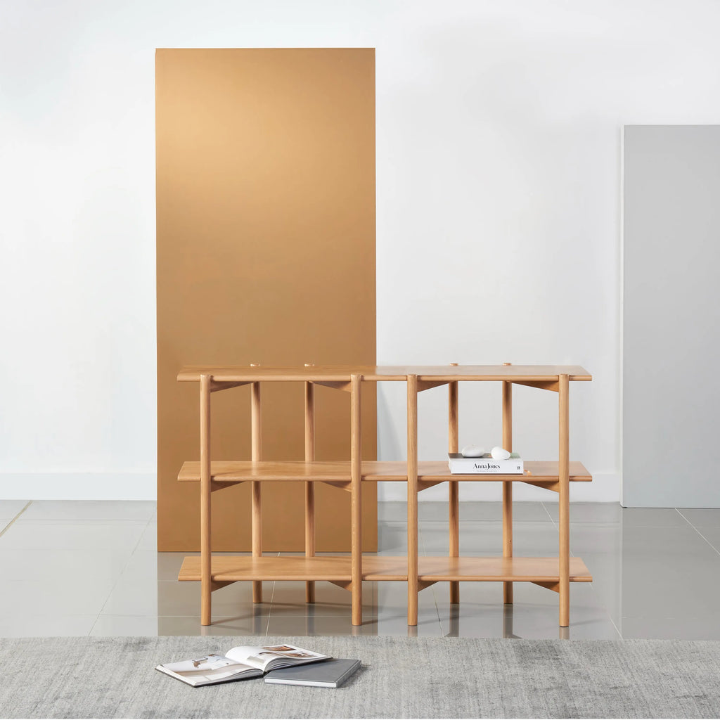 Olivia Modular Shelf Double 57" x 14" x 34" Solid American Oak