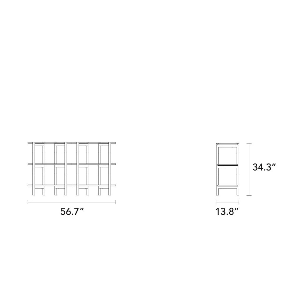 Olivia Modular Shelf Double 57" x 14" x 34" Solid American Walnut