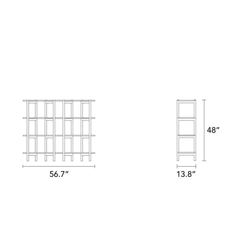 Olivia Modular Shelf Double 57" x 14" x 48" Solid American Oak