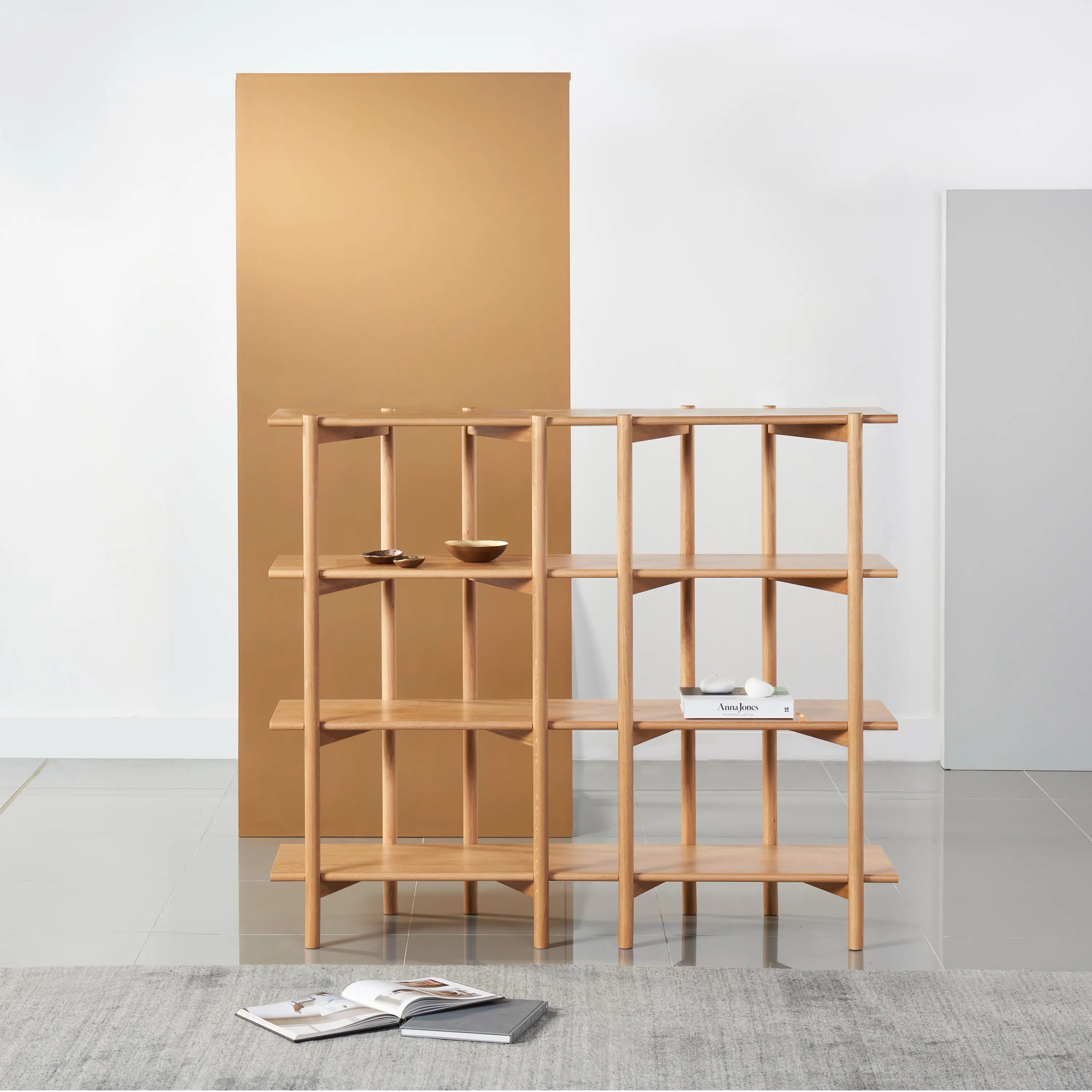 Olivia Modular Shelf Double 57" x 14" x 48" Solid American Oak