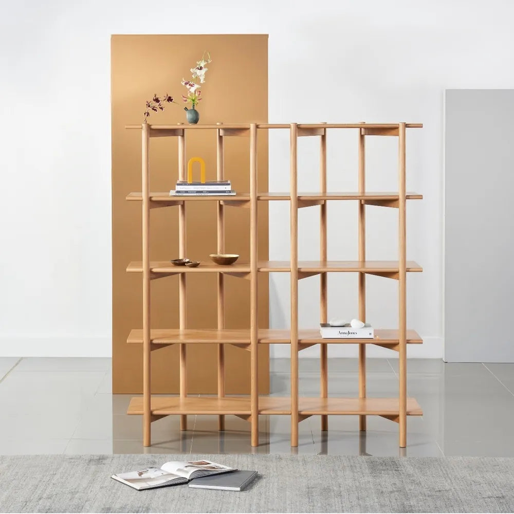 Olivia Modular Shelf Double 57" x 14" x 62" Solid American Oak