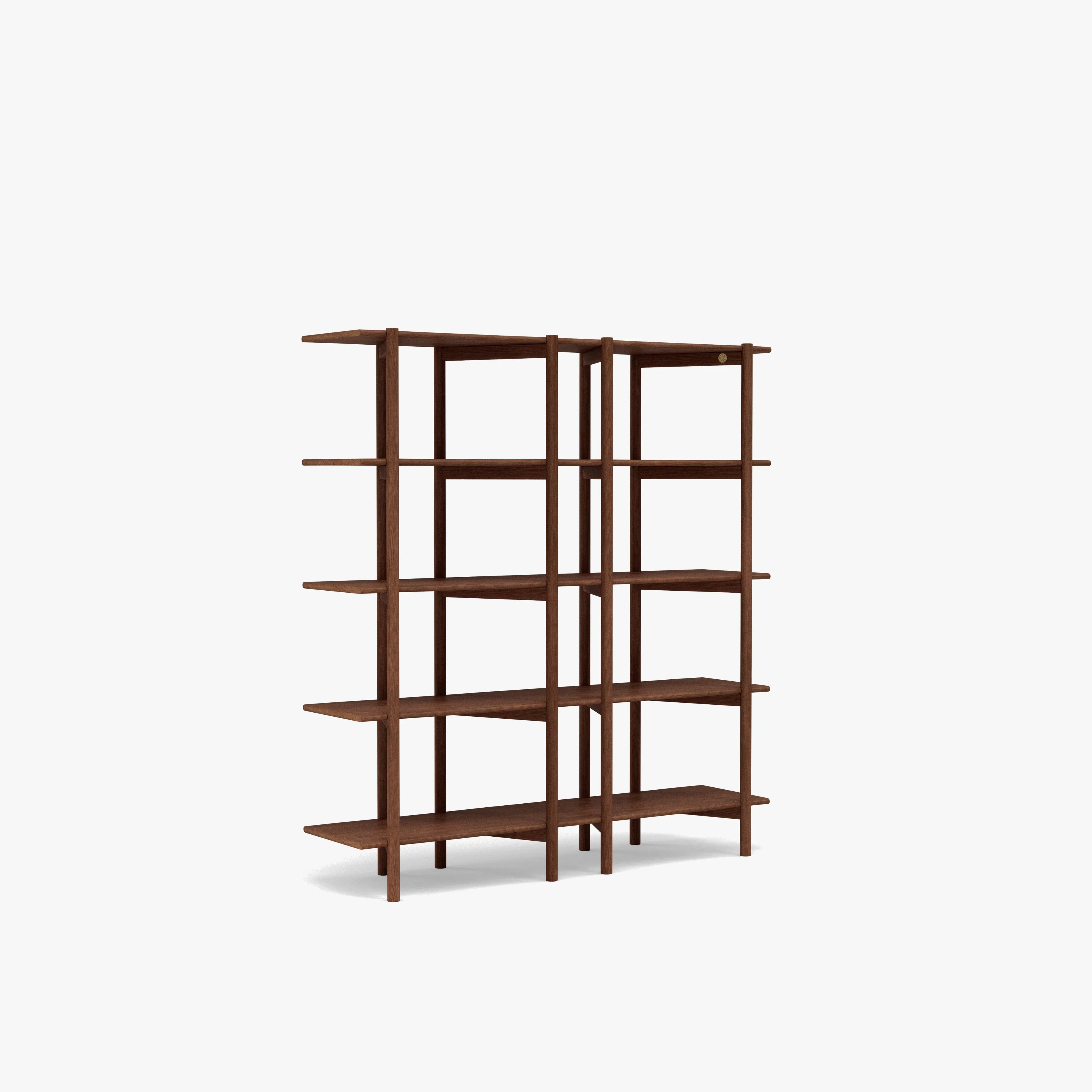 Olivia Modular Shelf Double 57" x 14" x 62" Solid American Walnut