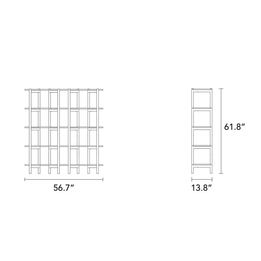 Olivia Modular Shelf Double 57" x 14" x 62" Solid American Walnut