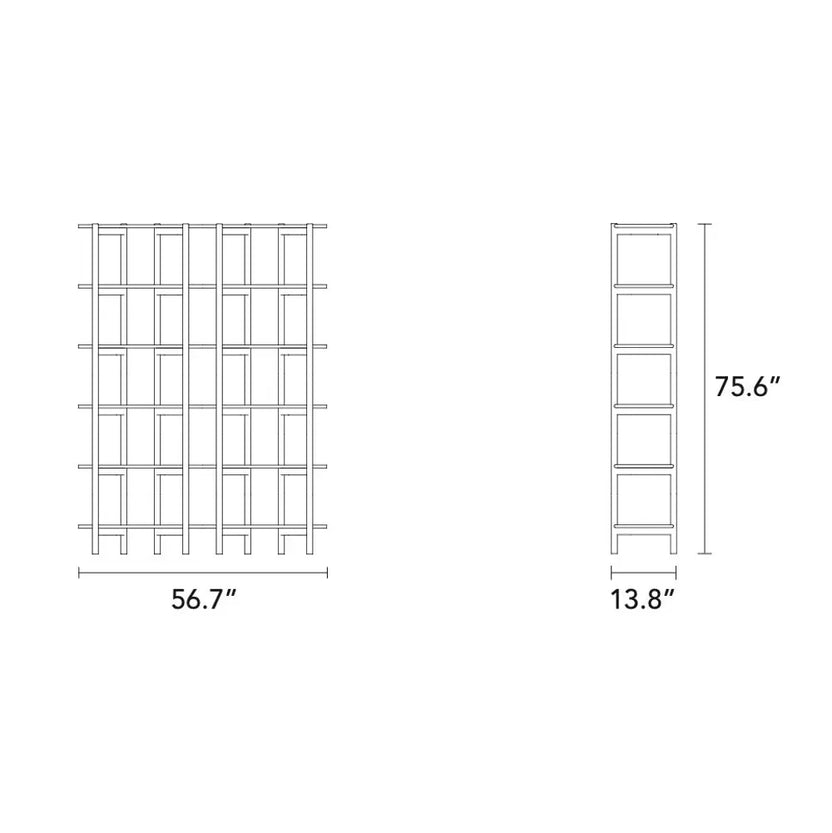 Olivia Modular Shelf Double 57" x 14" x 76" Solid American Oak