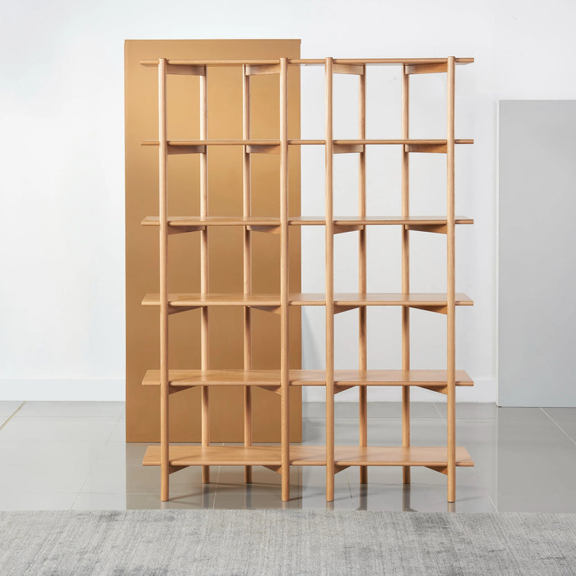 Olivia Modular Shelf Double 57" x 14" x 76" Solid American Oak