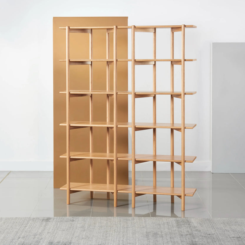 Olivia Modular Shelf Double 57" x 14" x 76" Solid American Oak