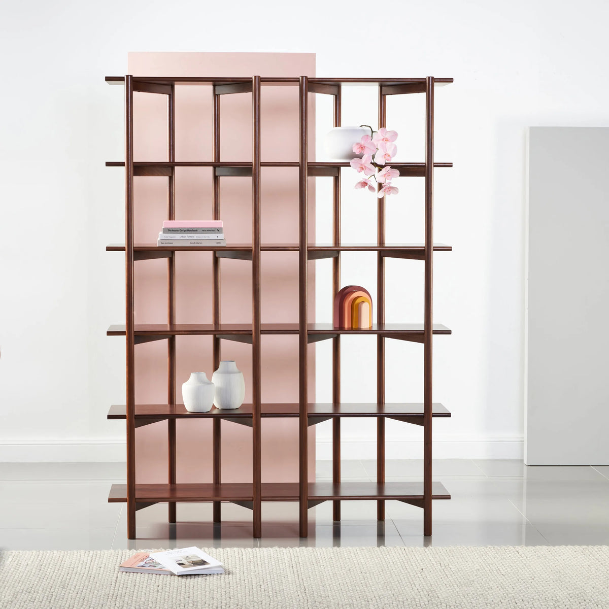 Olivia Modular Shelf Double 57" x 14" x 76" Solid American Walnut