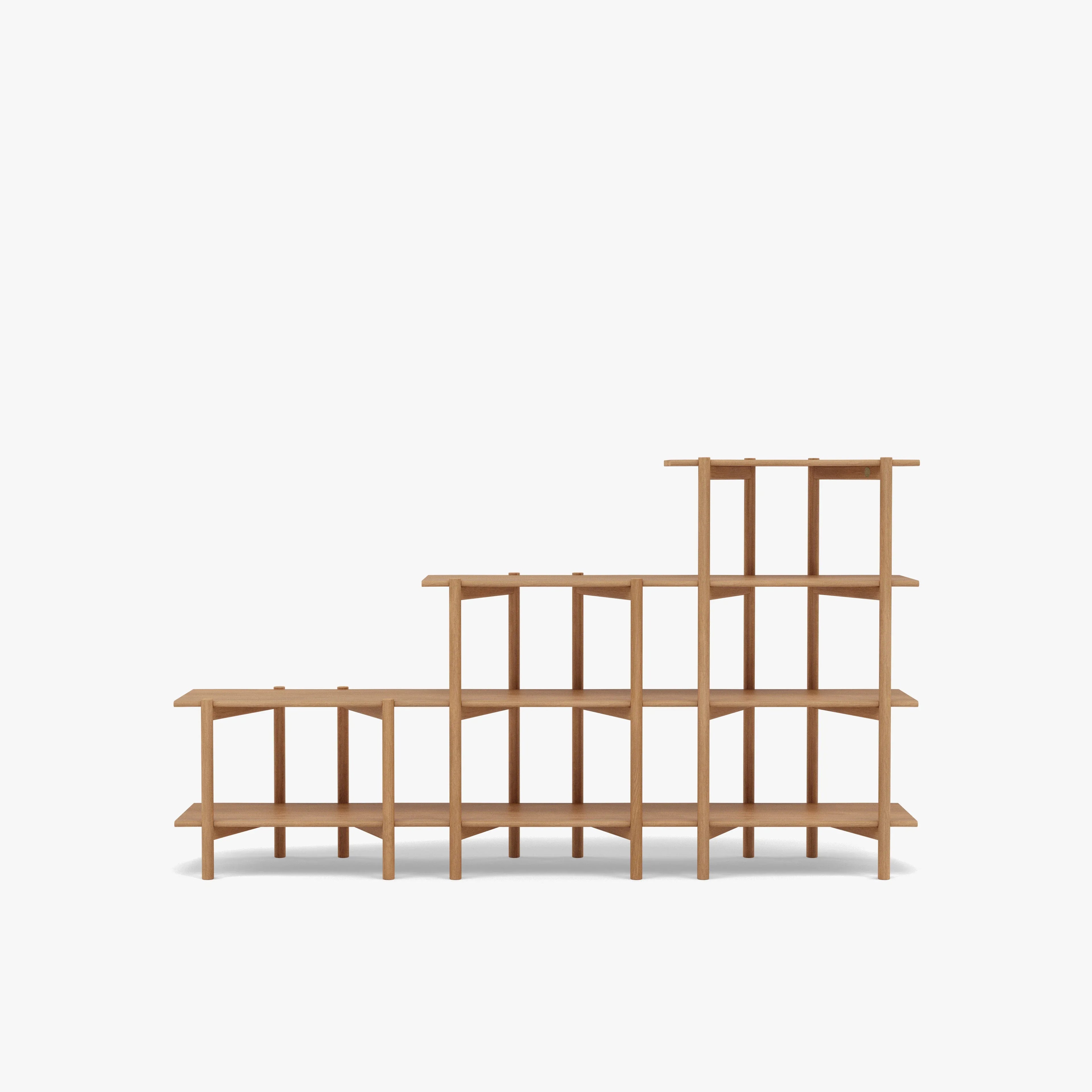 Olivia Modular Shelf Stepped Triple 85" x 14" x 48" Solid American Oak
