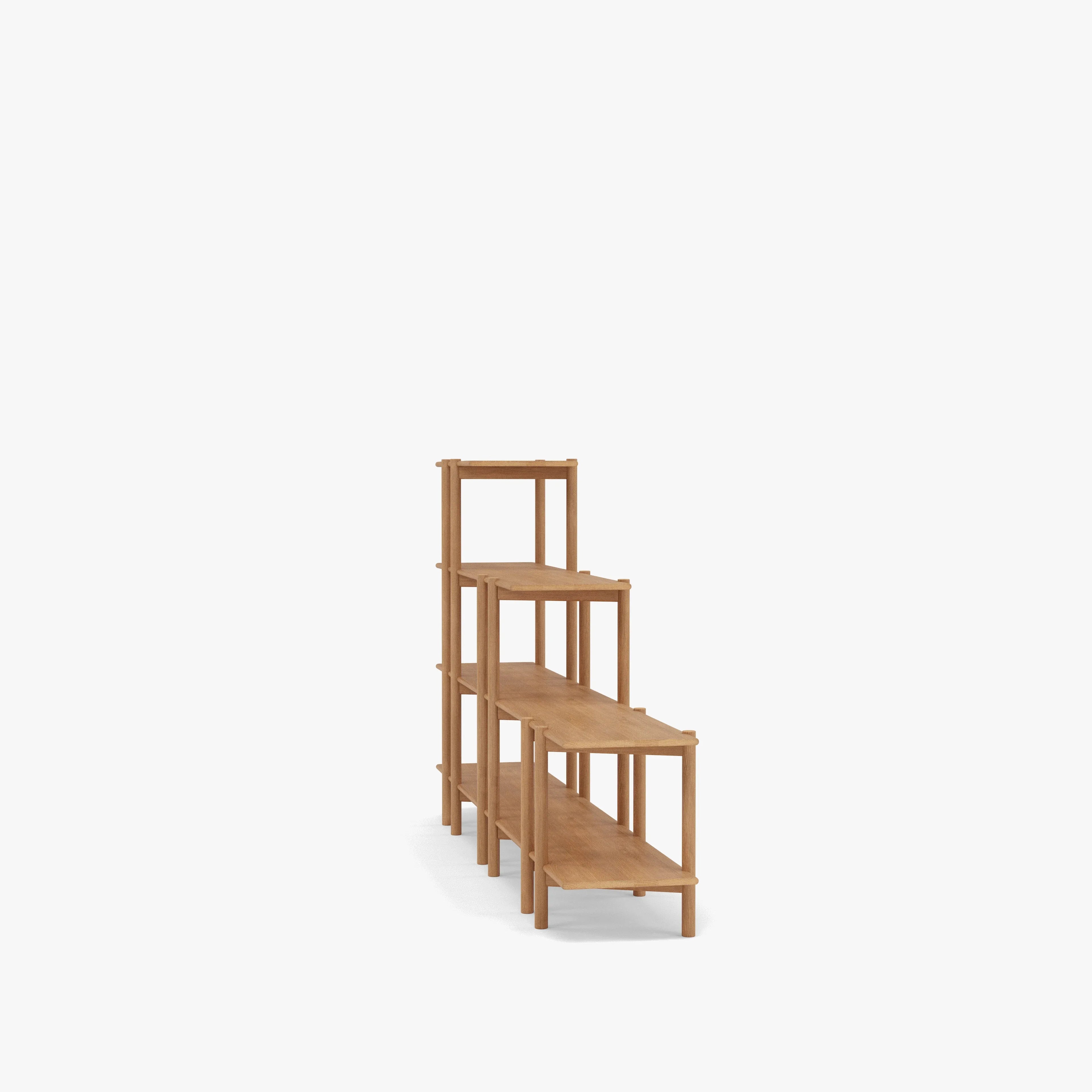 Olivia Modular Shelf Stepped Triple 85" x 14" x 48" Solid American Oak