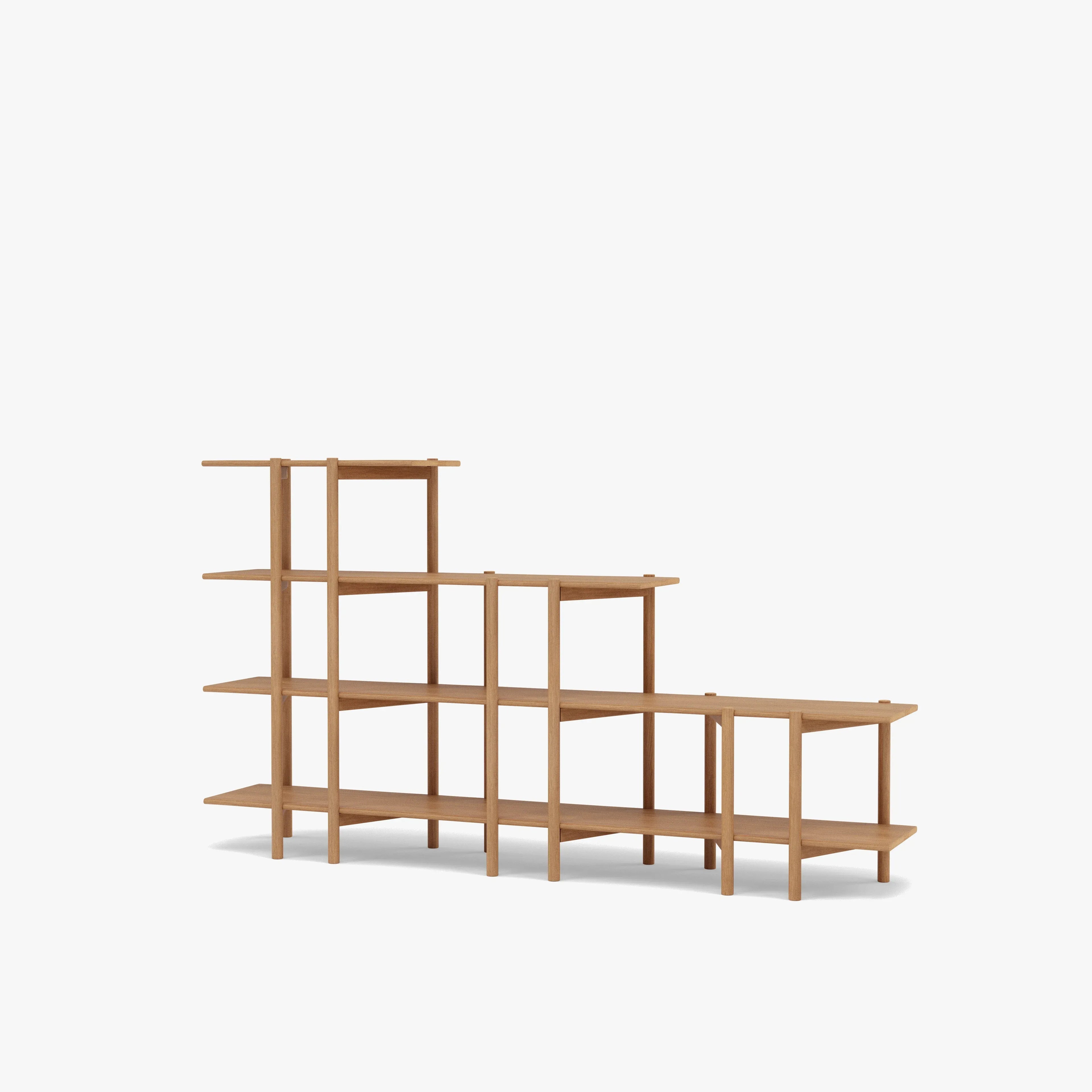 Olivia Modular Shelf Stepped Triple 85" x 14" x 48" Solid American Oak