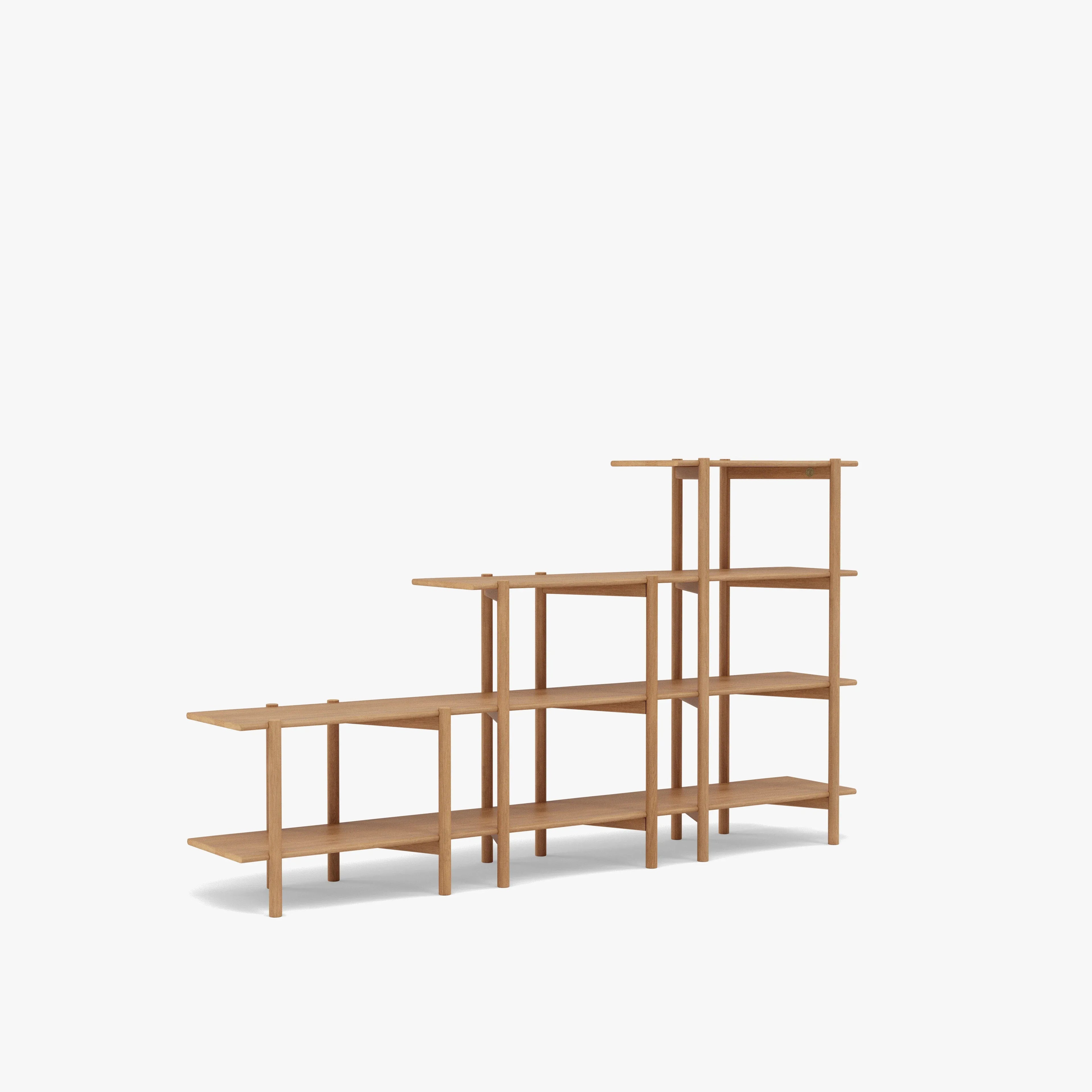 Olivia Modular Shelf Stepped Triple 85" x 14" x 48" Solid American Oak