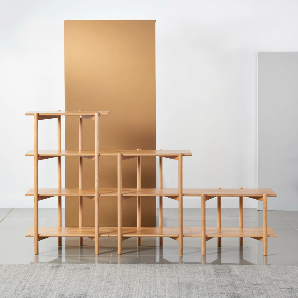 Olivia Modular Shelf Stepped Triple 85" x 14" x 48" Solid American Oak